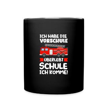 Vorschule Feuerwehr Vorschulkind Geschenk - Tasse einfarbig - Schwarz - Vorne