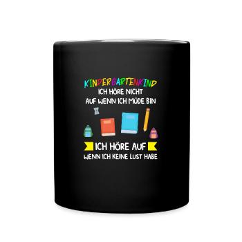 Kindergarten Anfang Kindergartenkind Geschenk - Tasse einfarbig - Schwarz - Vorne