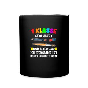 1.Klasse Abschluss 1. Klasse Abschluss Geschenk - Tasse einfarbig - Schwarz - Vorne