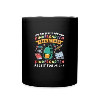 Kindergarten Anfang Kindergartenanfänger Geschenk - Tasse einfarbig - Schwarz - Vorne