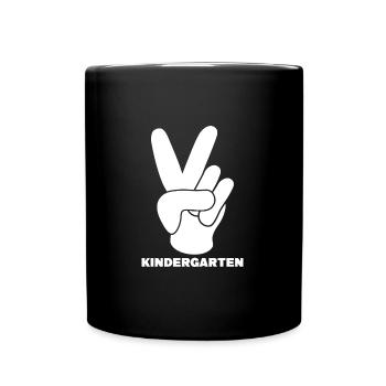 Kindergarten V-Handzeichen Kindergartenanfänger Ge - Tasse einfarbig - Schwarz - Vorne