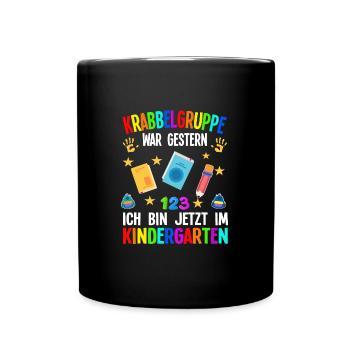Kindergarten Anfang Kita-Start Geschenk - Tasse einfarbig - Schwarz - Vorne