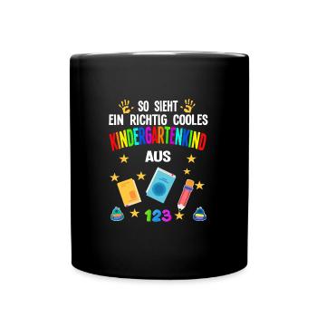 Kindergarten Anfang Kindergartenanfänger Geschenk - Tasse einfarbig - Schwarz - Vorne