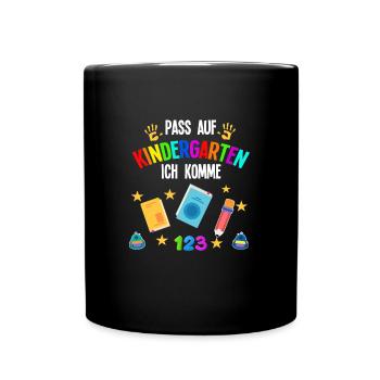 Kindergarten Anfang Kindergartenkind Geschenk - Tasse einfarbig - Schwarz - Vorne