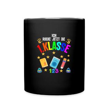 1.Klasse Schulanfang Schulanfänger Geschenk - Tasse einfarbig - Schwarz - Vorne