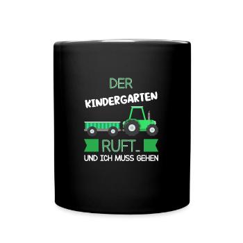 Kindergarten Traktor Kindergartenanfänger Geschenk - Tasse einfarbig - Schwarz - Vorne