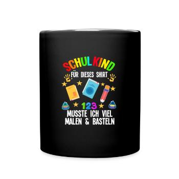 Schulkind Einschulung Schulbeginn Geschenk - Tasse einfarbig - Schwarz - Vorne