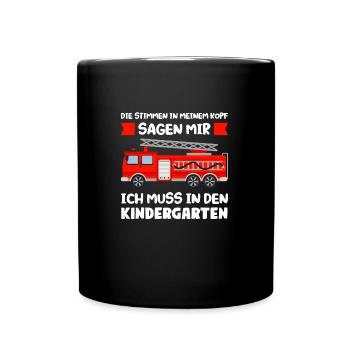 Kindergarten Feuerwehr Kita-Kind Geschenk - Tasse einfarbig - Schwarz - Vorne