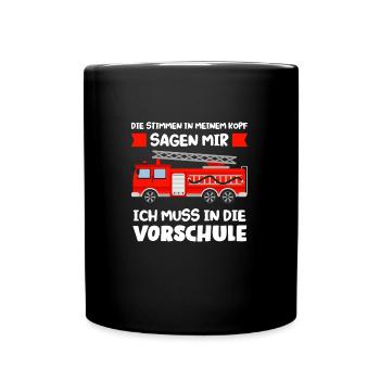 Vorschule Feuerwehr Vorschüler Geschenk - Tasse einfarbig - Schwarz - Vorne