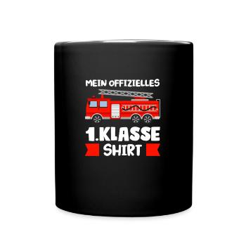 1.Klasse Feuerwehr Schulanfänger Geschenk - Tasse einfarbig - Schwarz - Vorne