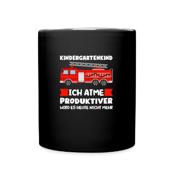 Kindergarten Feuerwehr Kita-Kind Geschenk - Tasse einfarbig - Schwarz - Vorne