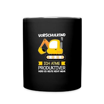Vorschule Bagger Vorschulkinder Geschenk - Tasse einfarbig - Schwarz - Vorne