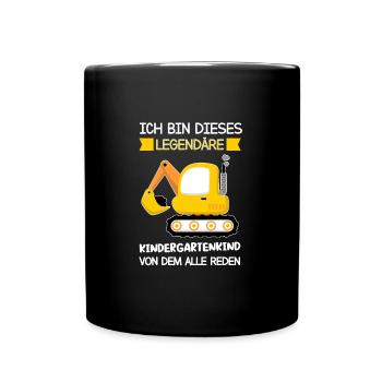 Kindergarten Bagger Kita-Kind Geschenk - Tasse einfarbig - Schwarz - Vorne