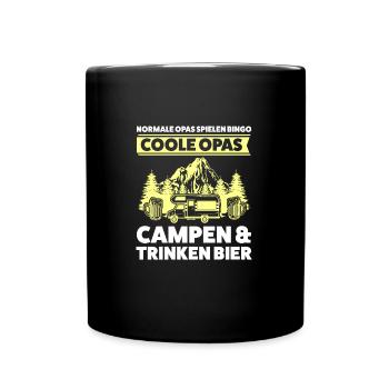 Camper Opa Campen Geschenk - Tasse einfarbig - Schwarz - Vorne