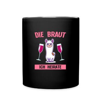 Braut Schaf Hochzeit Geschenk - Tasse einfarbig - Schwarz - Vorne