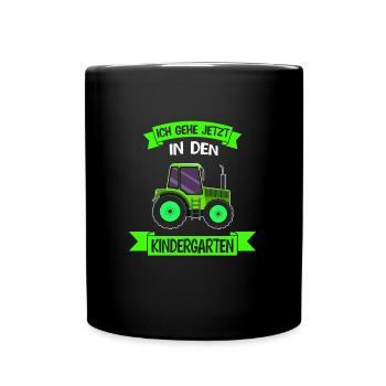 Kindergarten Traktor Kita-Start Geschenk - Tasse einfarbig - Schwarz - Vorne