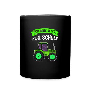 Schulkind Traktor Einschulung Geschenk - Tasse einfarbig - Schwarz - Vorne