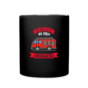 Kindergarten Feuerwehr Kita-Start Geschenk - Tasse einfarbig - Schwarz - Vorne