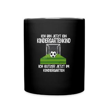 Kindergarten Fußball Kindergartenanfänger Geschenk - Tasse einfarbig - Schwarz - Vorne