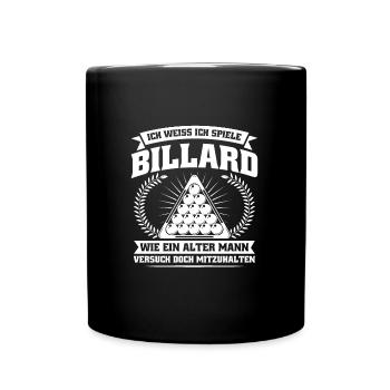 Billard Spieler Billard Billard Spiel Geschenk - Tasse einfarbig - Schwarz - Vorne
