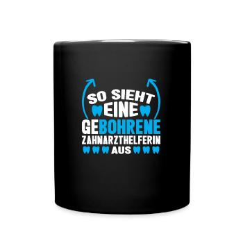 Zahnarzt Bohren Zahn Geschenk - Tasse einfarbig - Schwarz - Vorne