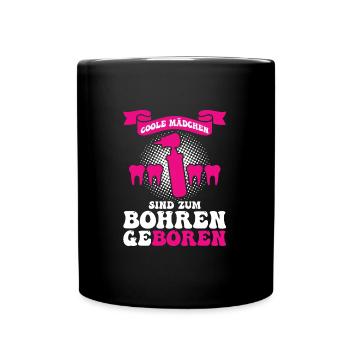 Zahn Zahnarzt Bohren Zahn Geschenk - Tasse einfarbig - Schwarz - Vorne
