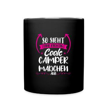 Campen camper Wanderung Geschenk - Tasse einfarbig - Schwarz - Vorne