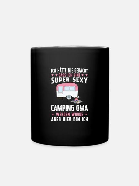 Campen Oma camper Wanderung Geschenk - Tasse einfarbig - Schwarz
