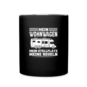 Campen camper Wanderung Geschenk - Tasse einfarbig - Schwarz - Vorne