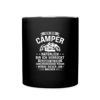 Campen camper Wanderung Geschenk - Tasse einfarbig - Schwarz - Vorne