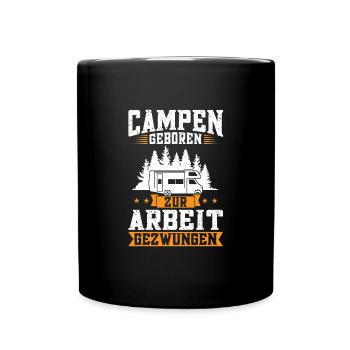 Campen camper Wanderung Geschenk - Tasse einfarbig - Schwarz - Vorne