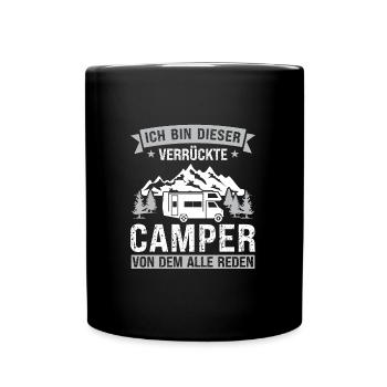 Campen camper Wanderung Geschenk - Tasse einfarbig - Schwarz - Vorne