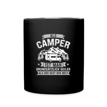 Campen camper Wanderung Geschenk - Tasse einfarbig - Schwarz - Vorne