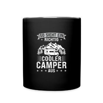 Campen camper Wanderung Geschenk - Tasse einfarbig - Schwarz - Vorne