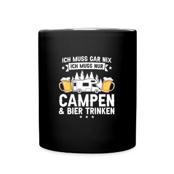 Campen Bier Camping & bier Bier Geschenk - Tasse einfarbig - Schwarz - Vorne