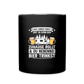 Campen Bier Camping & bier Bier Geschenk - Tasse einfarbig - Schwarz - Vorne