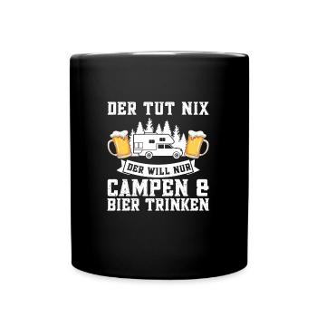 Campen Bier Camping & bier Bier Geschenk - Tasse einfarbig - Schwarz - Vorne