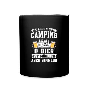 Campen Bier Camping & bier Bier Geschenk - Tasse einfarbig - Schwarz - Vorne