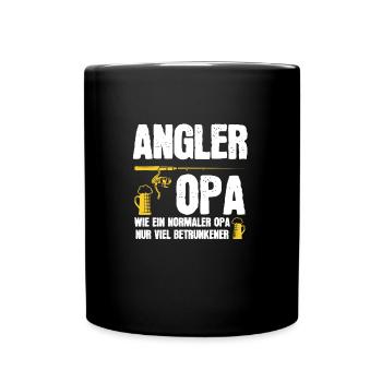 Angler Opa Angeln Fischen Geschenk - Tasse einfarbig - Schwarz - Vorne