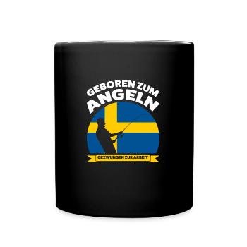 Schwedisch Angler Angeln Schweden Geschenk - Tasse einfarbig - Schwarz - Vorne