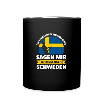Schwedisch Angler Angeln Schweden Geschenk - Tasse einfarbig - Schwarz - Vorne