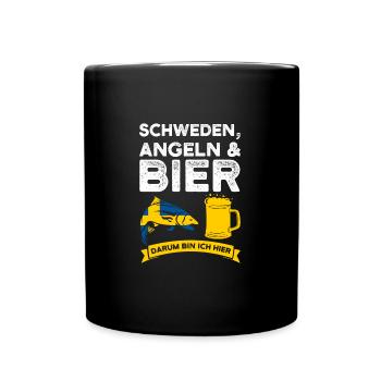 Schwedisch Angler Angeln Schweden Geschenk - Tasse einfarbig - Schwarz - Vorne