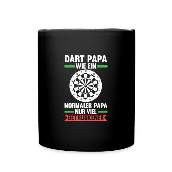 Dart Papa Dartspieler Geschenk - Tasse einfarbig - Schwarz - Vorne