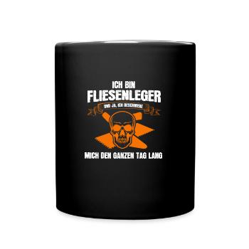 Fliesenleger Beruf Fliesenverlegung Geschenk - Tasse einfarbig - Schwarz - Vorne