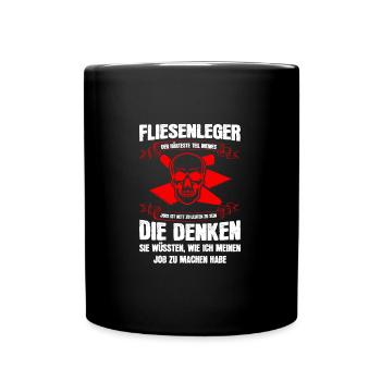 Fliesenleger Beruf Fliesenlegen Geschenk - Tasse einfarbig - Schwarz - Vorne