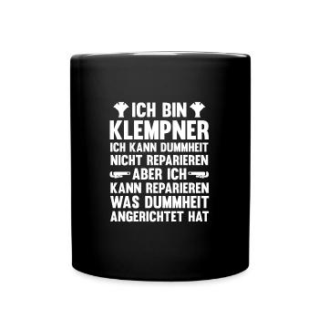 Klempner Beruf Installateur Geschenk - Tasse einfarbig - Schwarz - Vorne