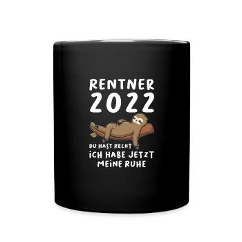 Rentner 2022 Faultier Ruhestand Geschenk - Tasse einfarbig - Schwarz - Vorne