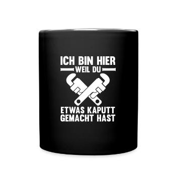 Klempner Beruf Installateur Geschenk - Tasse einfarbig - Schwarz - Vorne