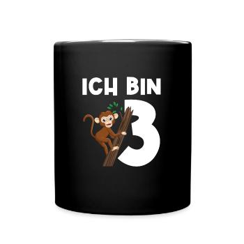 3.Geburtstag Affe Geburtstagsparty Geschenk - Tasse einfarbig - Schwarz - Vorne