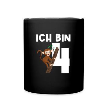 4.Geburtstag Affe Geburtstagsparty Geschenk - Tasse einfarbig - Schwarz - Vorne